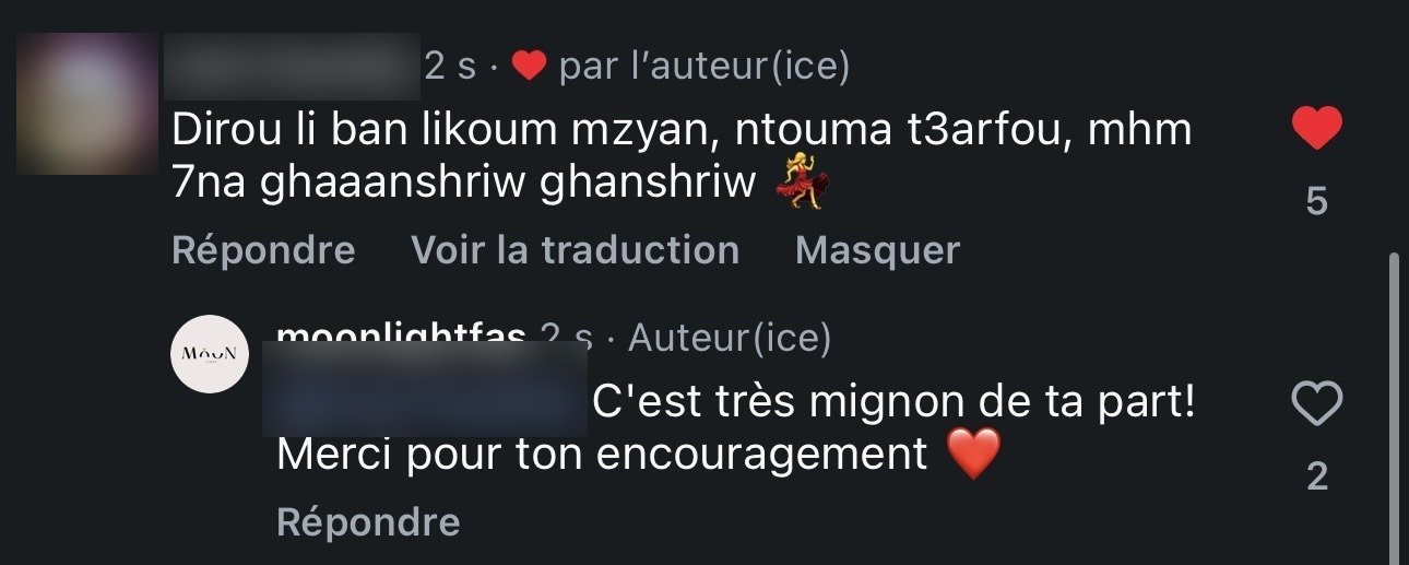 Commentaire Instagram en darija