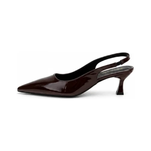 Escarpin slingback marron foncé verni vue arrière